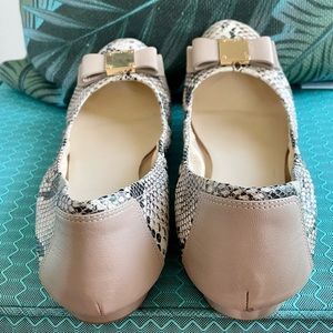 Cole Haan - Natural Snake Print Tali Bow Flats in size 8.5.